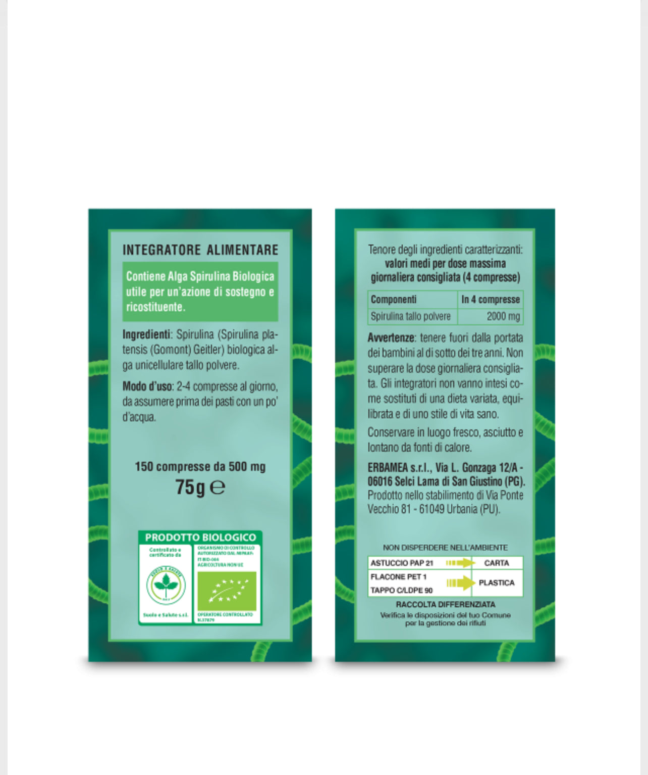 Integratore Spirulina Biologica 150 compresse