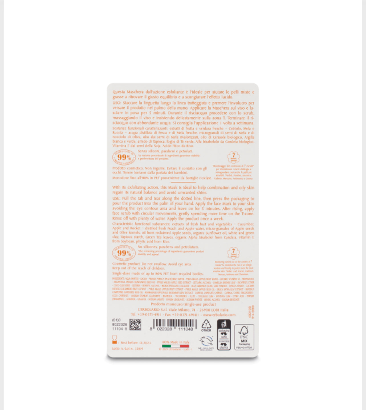 Maschera Scrub Viso Purificante I Colori dell'Orto 8g