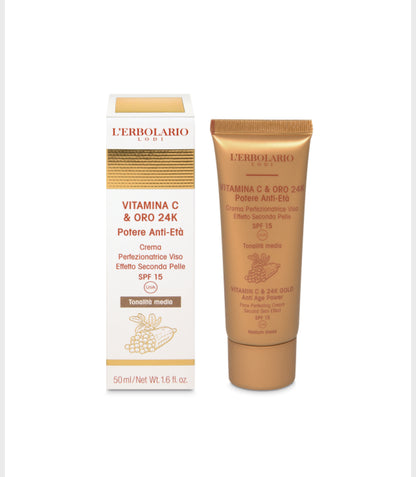 Crema Perfezionatrice Viso tonalità media Vitamina C & Oro 24K - 50 ml