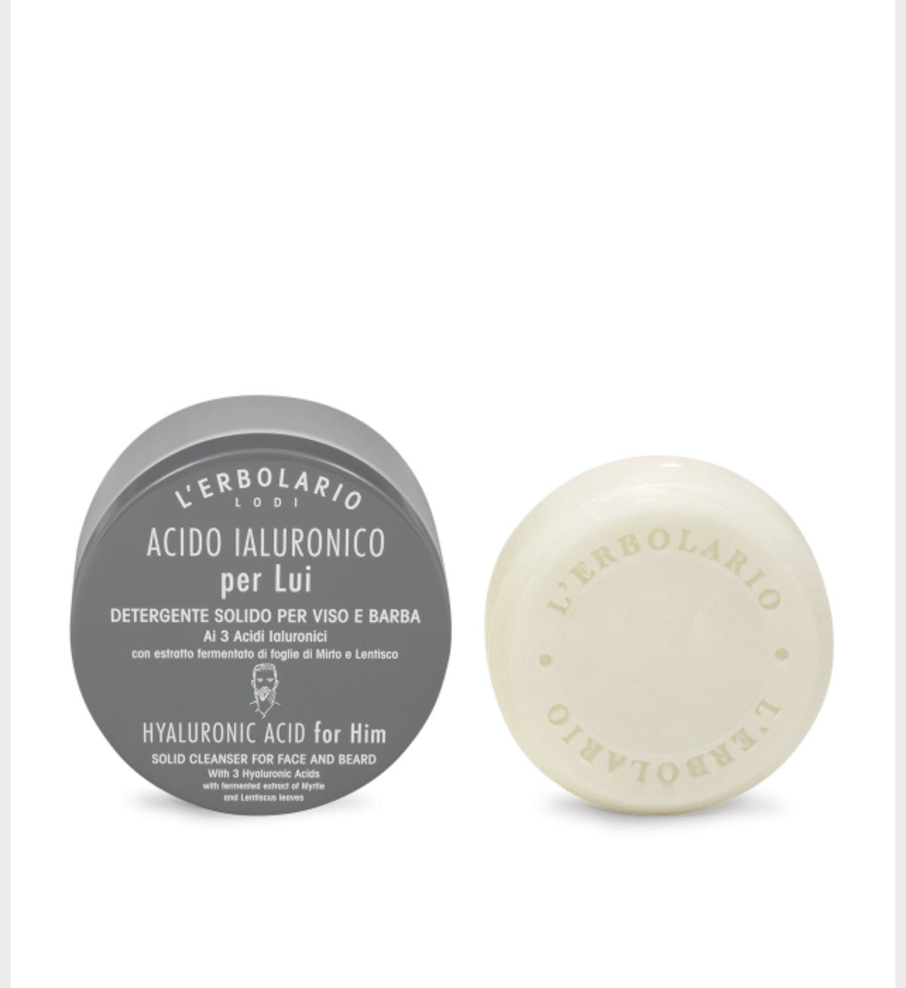 Detergente Solido Viso e Barba Acido Ialuronico per Lui 60g